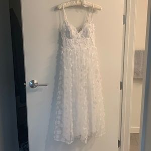 Lulus White 3D Floral Bustier Midi Dress